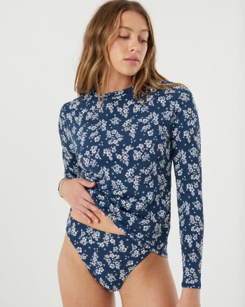 Rashguards | Women Roxy Hibiscus Haven Sea Skippin Rashguard Mood Indigo