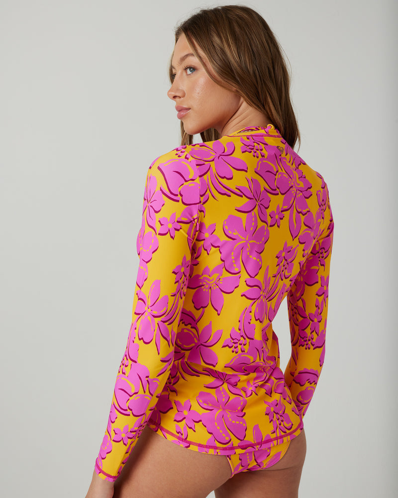 Rashguards | Women Roxy Island Time Sea Skippin Rashguard Golden Rod - Image 2