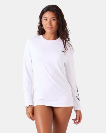 Rashguards | Women Roxy New Enjoy Waves Long Sleeve Lycra Rashguard Bright White