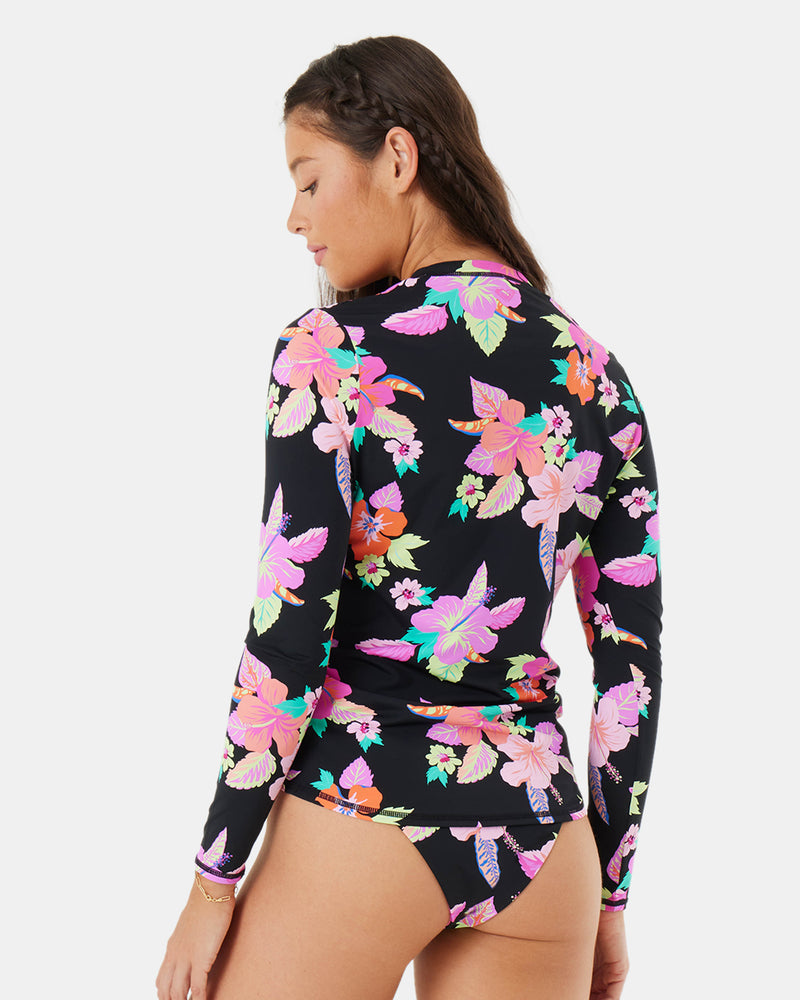 Rashguards | Women Roxy Wanderlust Sea Skippin Rashguard Multi Floral Black - Image 2