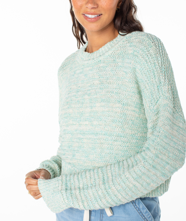 Sweaters | Women Roxy Enchanted Sky Crewneck Sweater Aquifer Solid - Image 3