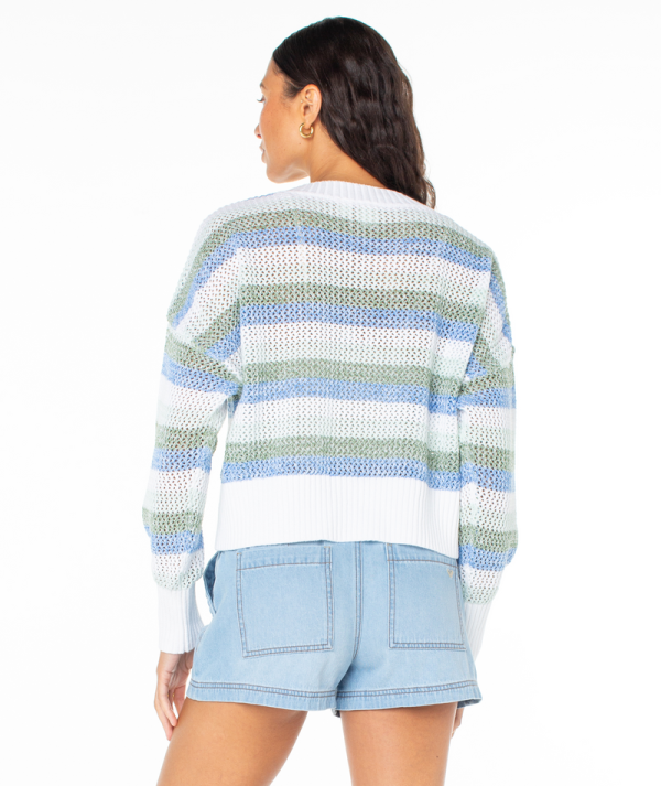 Sweaters | Women Roxy Frankie Stripe Sweater Azure Blue Frankie Stripe - Image 2