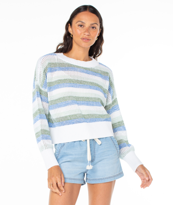 Sweaters | Women Roxy Frankie Stripe Sweater Azure Blue Frankie Stripe - Image 6