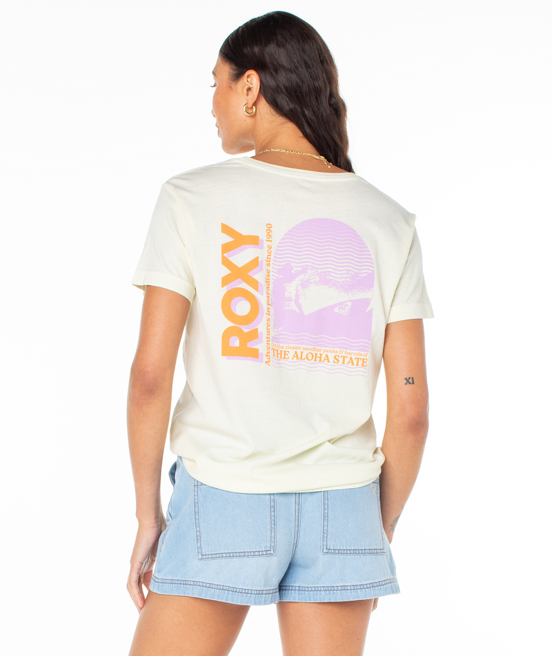 T-Shirts | Women Roxy Aloha State Tee Egret Aloha State - Image 2