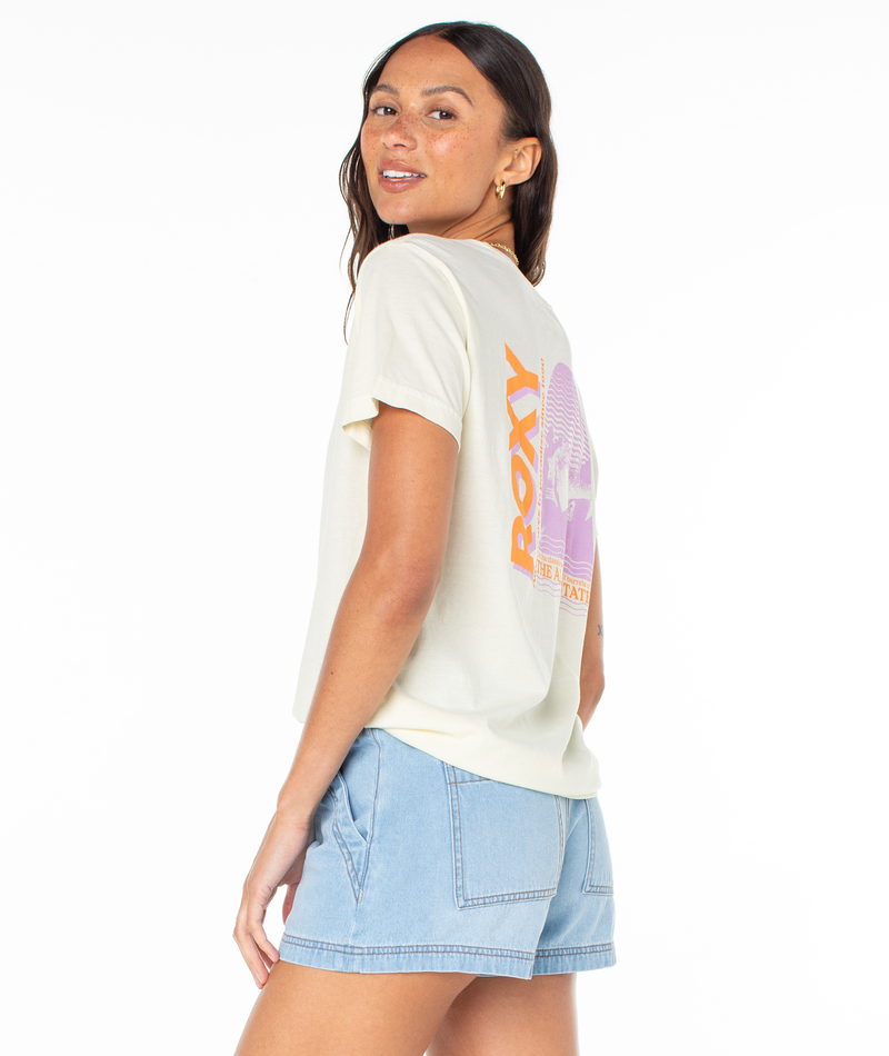 T-Shirts | Women Roxy Aloha State Tee Egret Aloha State - Image 5