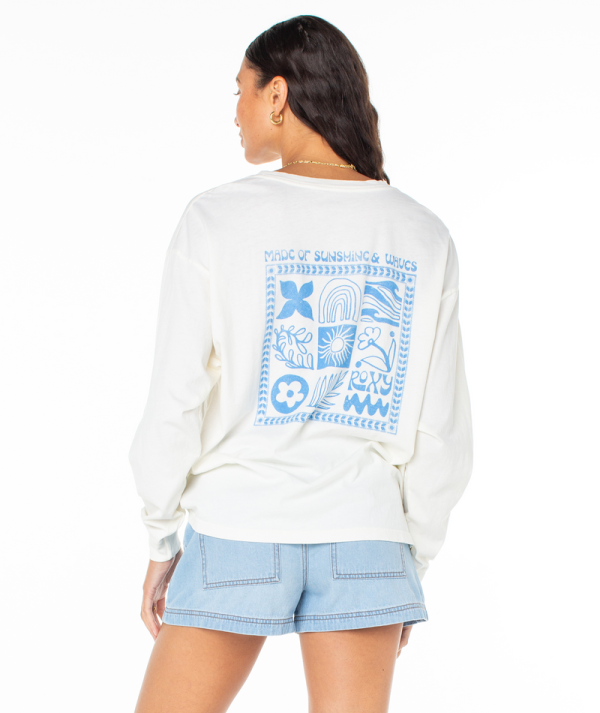 T-Shirts | Women Roxy Celebration Poster Tee Egret Celebration Poster - Image 2