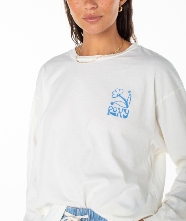 T-Shirts | Women Roxy Celebration Poster Tee Egret Celebration Poster - Image 4