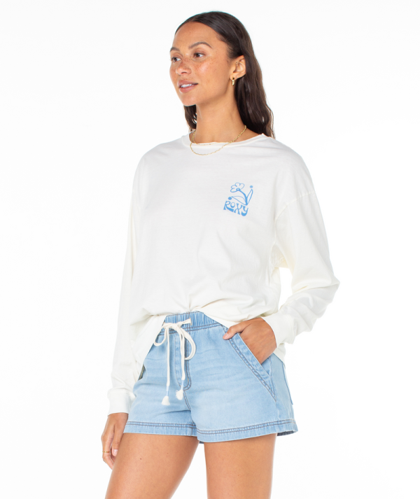 T-Shirts | Women Roxy Celebration Poster Tee Egret Celebration Poster - Image 5