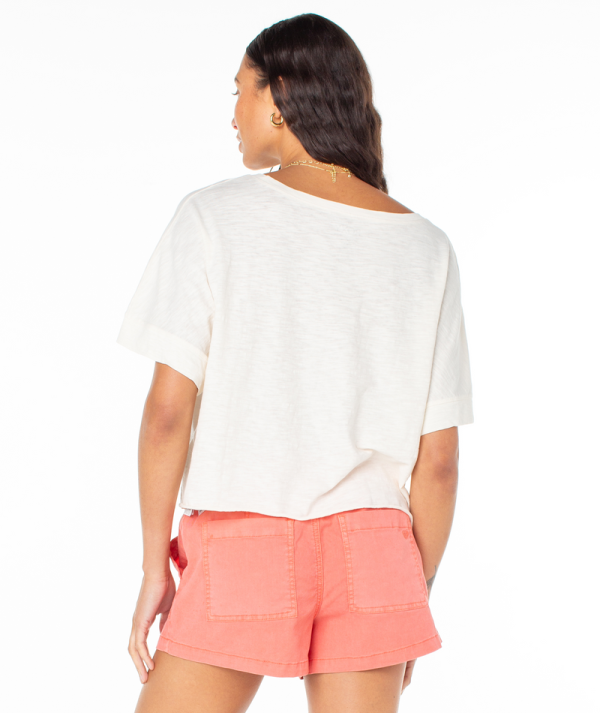 T-Shirts | Women Roxy Palm Stripe Cropped Tee Egret Palm Stripe - Image 2