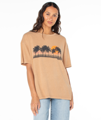 T-Shirts | Women Roxy Palm Stripe Tee Praline Palm Stripe