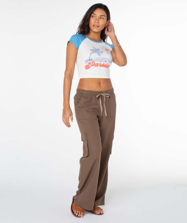 T-Shirts | Women Roxy Paraiso Cropped Tee Azure Blue Paraiso - Image 6