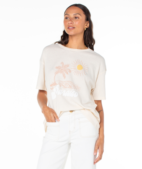 T-Shirts | Women Roxy Paraiso Tee Pink Champagne Paraiso - Image 3