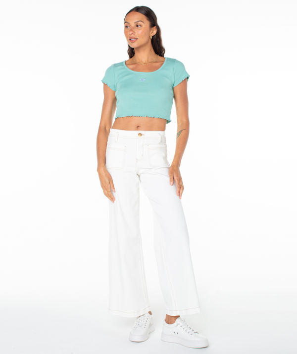 T-Shirts | Women Roxy Roxify Tee Aquifer Roxy Heart Embroidery - Image 5