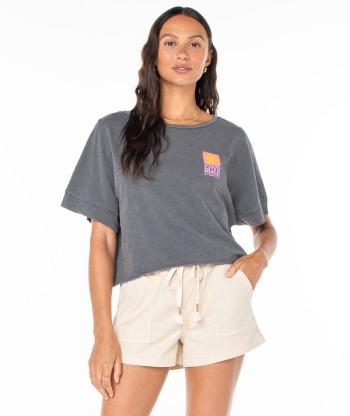 T-Shirts | Women Roxy Sun Stamps Tee Phantom Sun Stamps