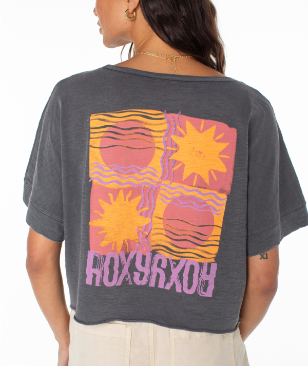 T-Shirts | Women Roxy Sun Stamps Tee Phantom Sun Stamps - Image 3