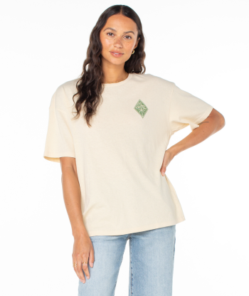 T-Shirts | Women Roxy Wave Riders Tee Parchment Wave Riders
