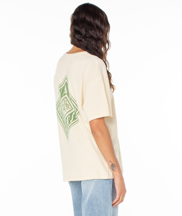 T-Shirts | Women Roxy Wave Riders Tee Parchment Wave Riders - Image 3