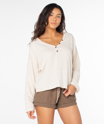 T-Shirts | Women Roxy Weekend Story Top Parchment Solid