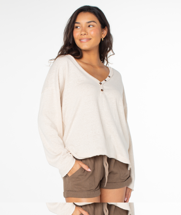 T-Shirts | Women Roxy Weekend Story Top Parchment Solid - Image 3