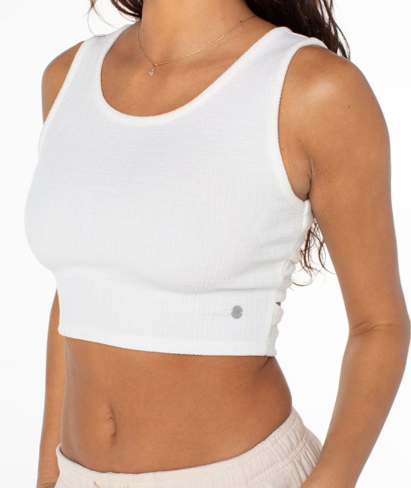 Tank Tops | Women Roxy Good Keepsake Crop Top Snow White Solid - Image 4